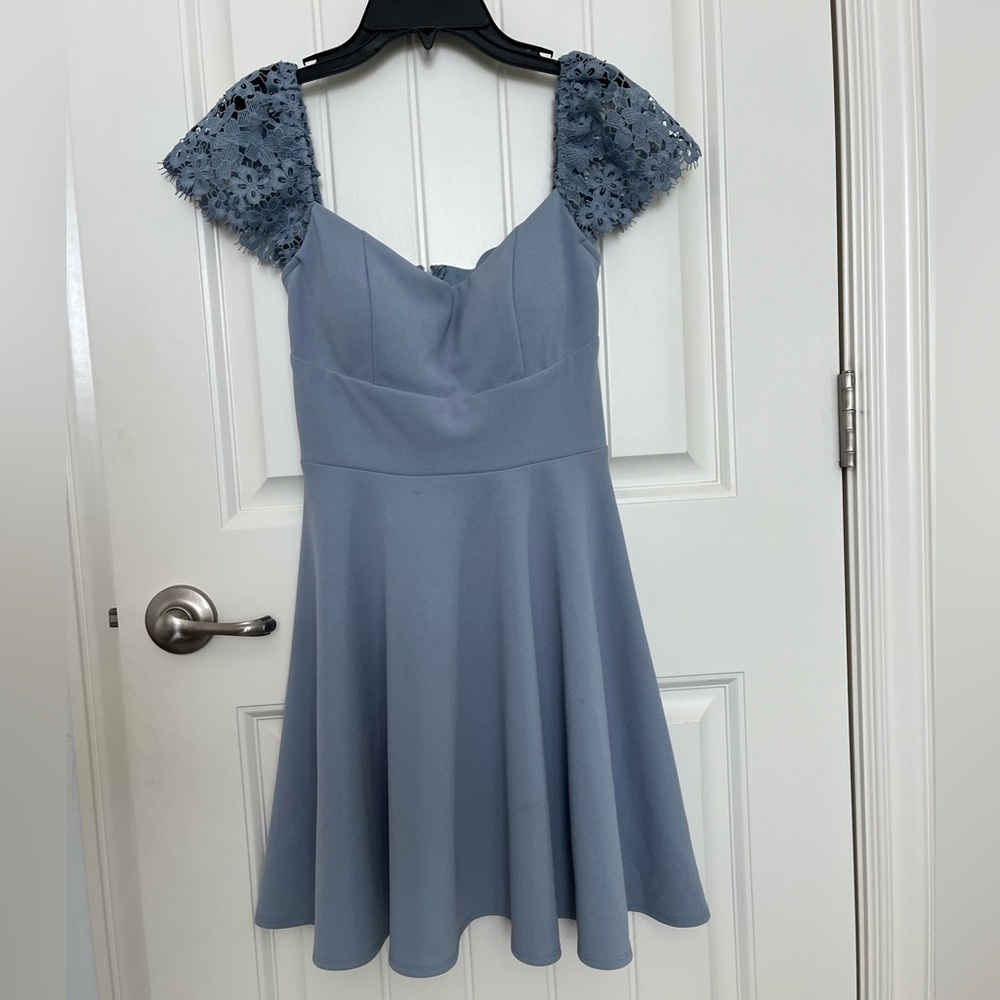 CITY STUDIO Womens Light Blue Zippered Dress